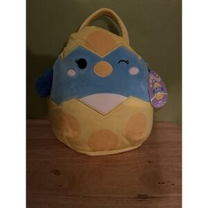Squishmallows Bebe the Bluebird Plush Easter Basket Treat Pail 10" Yellow‎ NEW